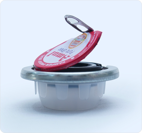 63mm Crimp-on Spout Closure with printed aluminium seal - Image 2